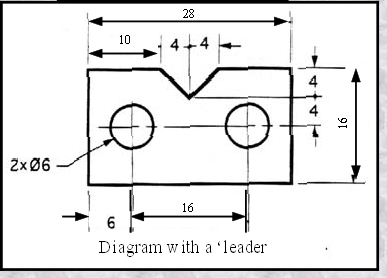 mechanical drawing with dimension